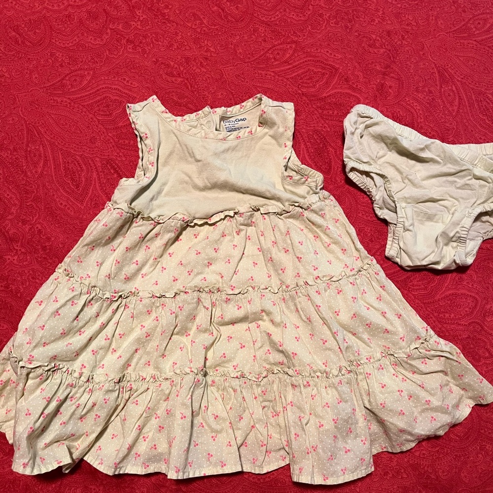 Baby gap lime green cherry ruffle dress